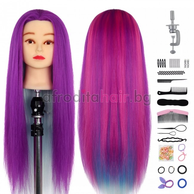 Фризьорска Тренировъчна Глава – Лилав цвят